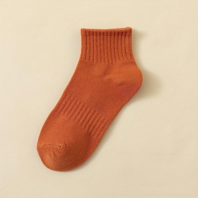 5 Pairs Women's Crew Short Socks Comfy & Breathable Stockings