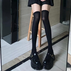 2 Pairs Solid Thigh High Socks Women's Stockings & Hosiery