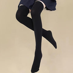 2 Pairs Solid Thigh High Socks Women's Stockings & Hosiery