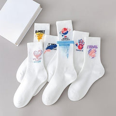 Cartoon Graffiti Print Socks for Women