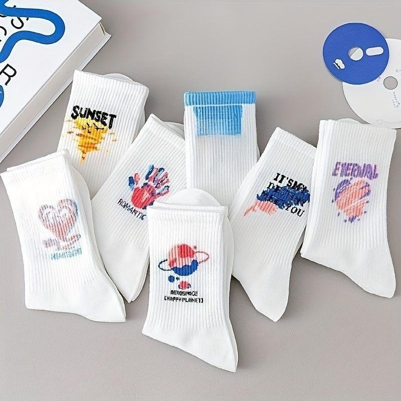 Cartoon Graffiti Print Socks for Women