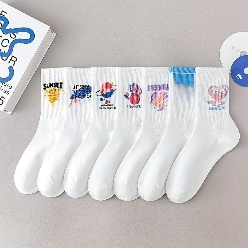 Cartoon Graffiti Print Socks for Women