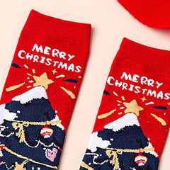3 Pairs Christmas Print Socks Comfy & Mid Tube Women's Stockings