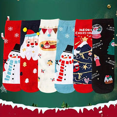 3 Pairs Christmas Print Socks Comfy & Mid Tube Women's Stockings