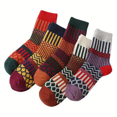 5 Pairs Retro Style Mid Tube Socks Women's Stockings