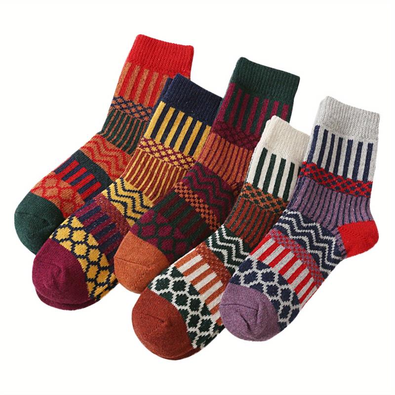 5 Pairs Retro Style Mid Tube Socks Women's Stockings