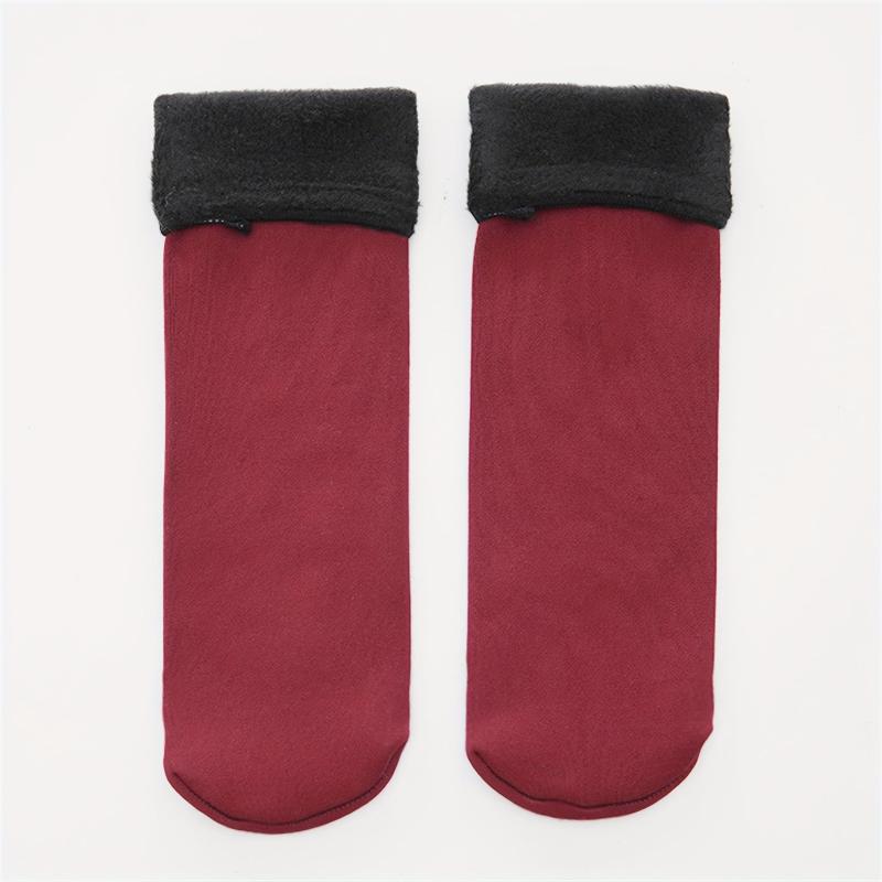 5 Pairs Plush Lined Socks Women's Warm Mid Tube Stockings