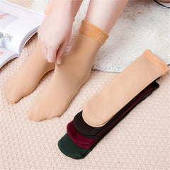 5 Pairs Plush Lined Socks Women's Warm Mid Tube Stockings