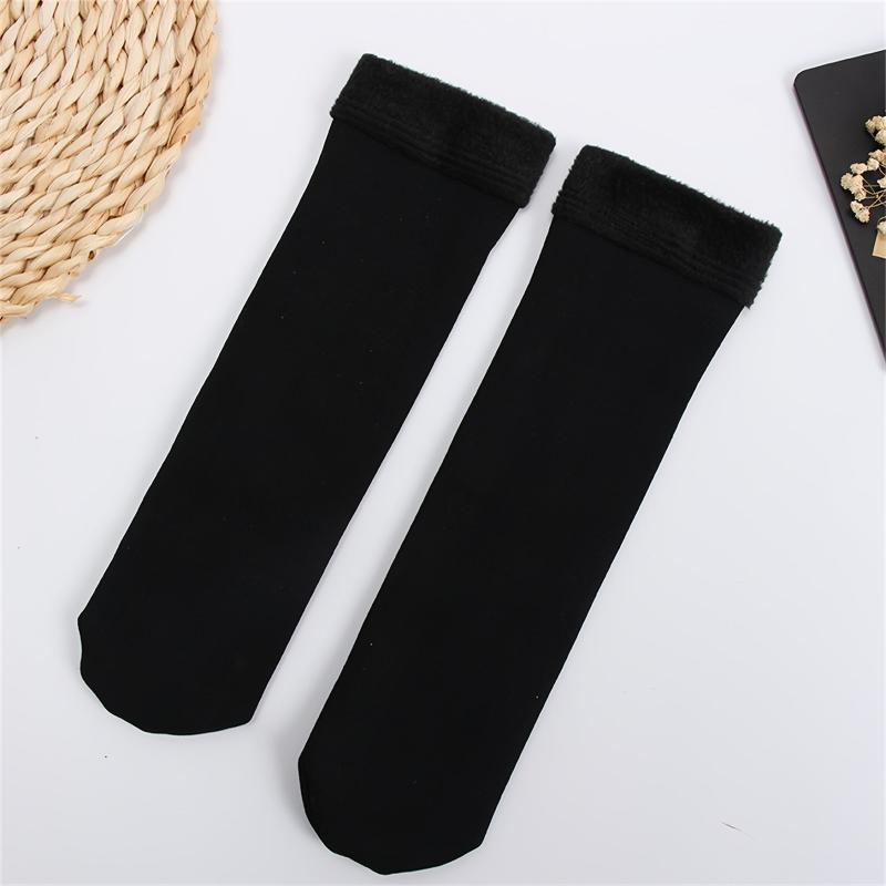 5 Pairs Plush Lined Socks Women's Warm Mid Tube Stockings