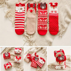 Cartoon Print Christmas Mid Tube Socks Women's Stockings & Hosiery