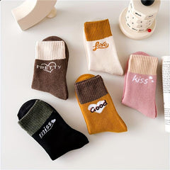 5 Pairs Letter Print Comfy Crew Socks Women's Stockings