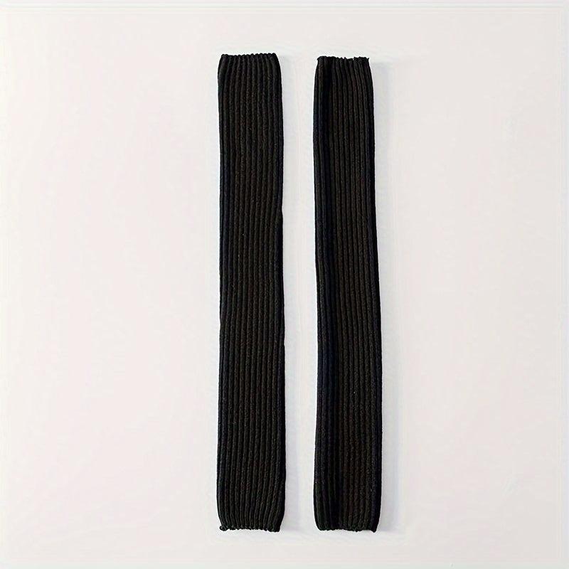 Solid Ribbed Leg Warmers Over Knee Socks Women's Stockings