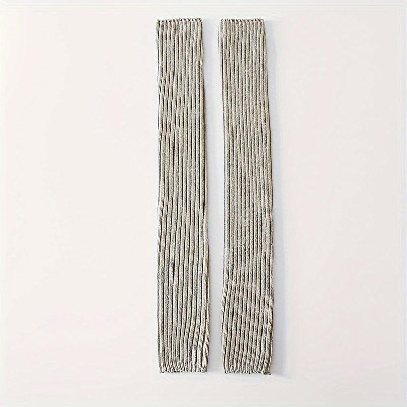 Solid Ribbed Leg Warmers Over Knee Socks Women's Stockings
