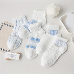 5 Pairs Colorblock Print Textured Short Socks Women's Ankle Stockings