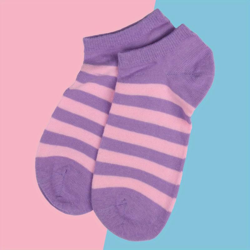 4 Pairs Soft Striped Ankle Socks Low Cut Women's Stockings
