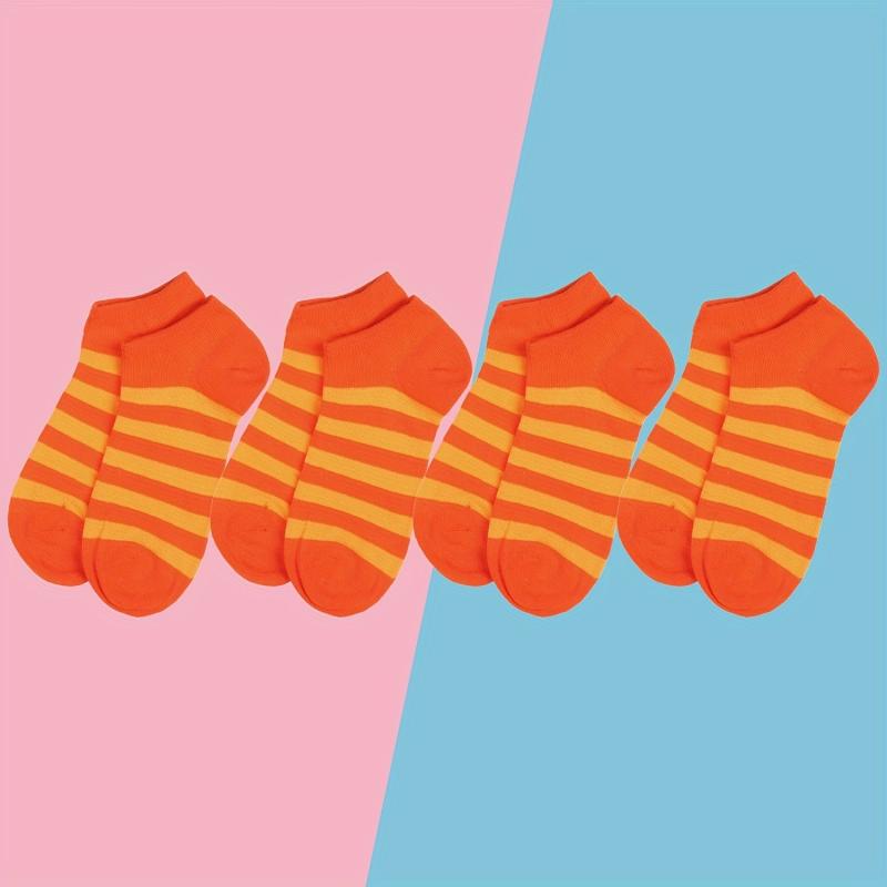 4 Pairs Soft Striped Ankle Socks Low Cut Women's Stockings