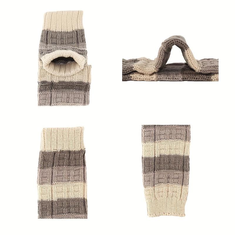 2 Pairs Striped Knitted Leg Warmers Colorblock Knee High Socks