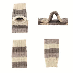 2 Pairs Striped Knitted Leg Warmers Colorblock Knee High Socks