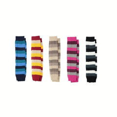 2 Pairs Striped Knitted Leg Warmers Colorblock Knee High Socks