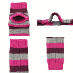 2 Pairs Striped Knitted Leg Warmers Colorblock Knee High Socks
