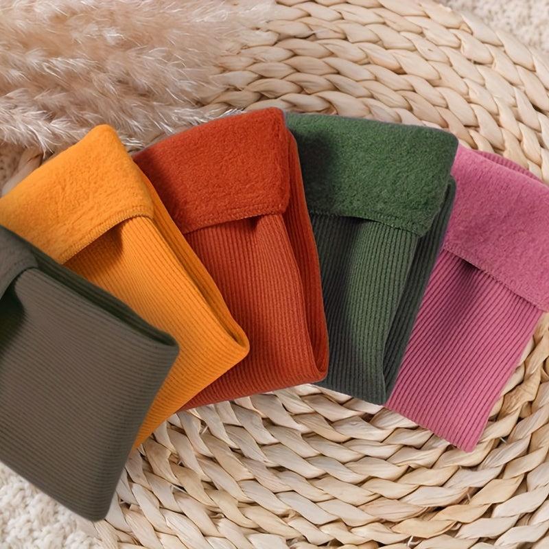 5 Pairs Plush Lined Socks Comfy & Warm Mid Tube Women's Stockings