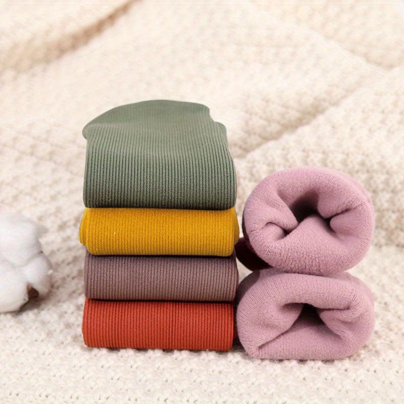 5 Pairs Plush Lined Socks Comfy & Warm Mid Tube Women's Stockings