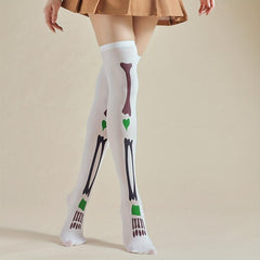 Skull Print Thigh High Socks Halloween Cosplay Over The Knee Socks