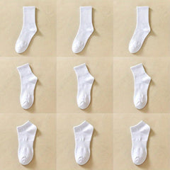 9 Pairs Solid Socks Comfy & Breathable Womens Stockings