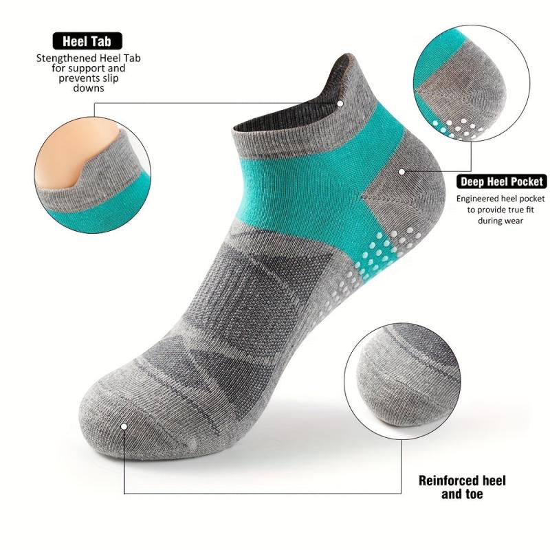 AceFine 3 Pairs Colorblock Sports Socks Non slip Low Cut Ankle Socks