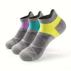 AceFine 3 Pairs Colorblock Sports Socks Non slip Low Cut Ankle Socks