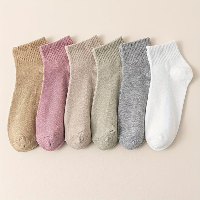 12 Pairs Solid Crew Socks Women's Stockings & Hosiery
