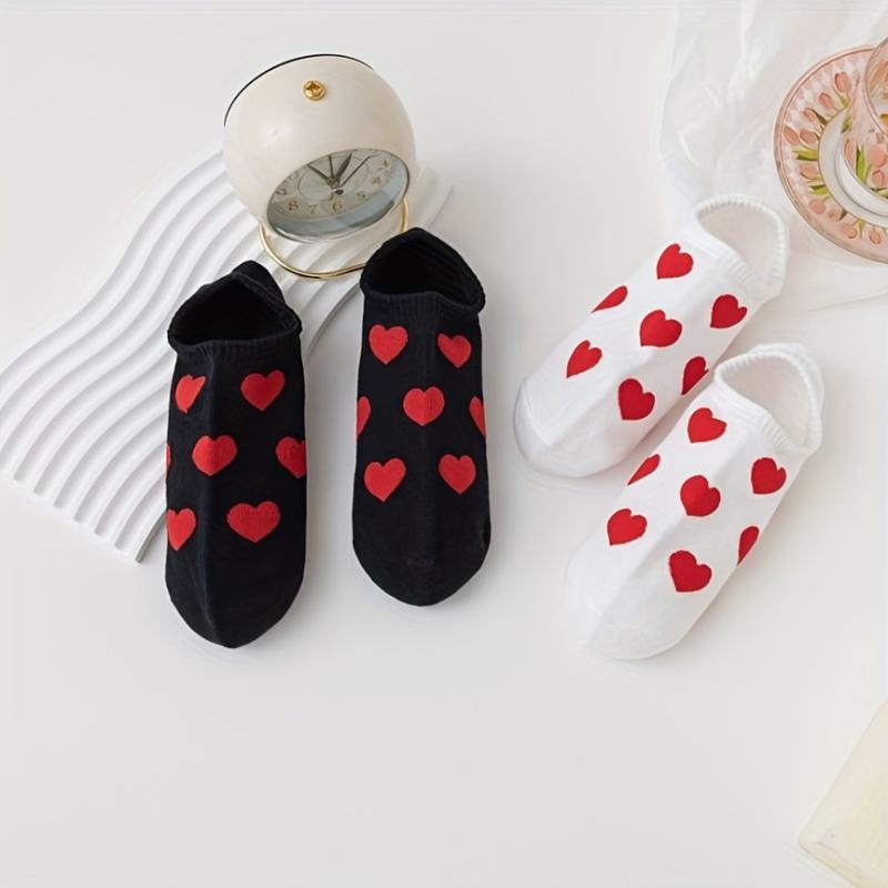 Heart Print Low Cut Ankle Socks Women's Stockings