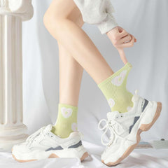 10 Pairs Heart Print Socks Comfy & Breathable Women's Stockings