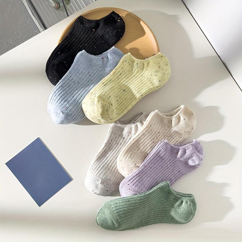 7 Pairs Colorful Polka Dot Ankle Socks Soft Lightweight Women's Stockings