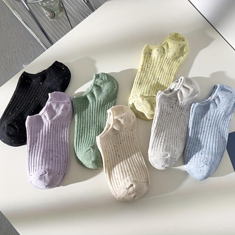 7 Pairs Colorful Polka Dot Ankle Socks Soft Lightweight Women's Stockings