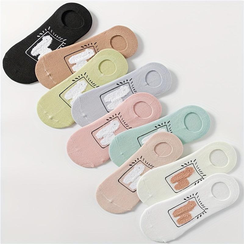 9 Pairs Lamb Pattern Low Cut Ankle Socks Women's Stockings