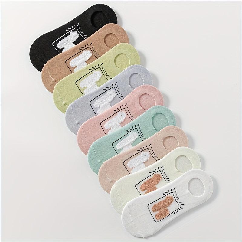 9 Pairs Lamb Pattern Low Cut Ankle Socks Women's Stockings