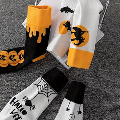 5 Pairs Ghost & Bat Print Socks Halloween Women's Stockings