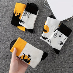 5 Pairs Ghost & Bat Print Socks Halloween Women's Stockings