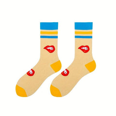 Cartoon Print Socks Women's Mid Tube Stockings