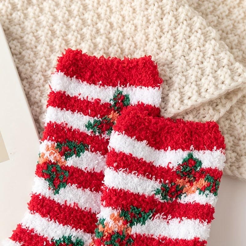 Cartoon Print & Christmas Fuzzy Floor Socks for Women