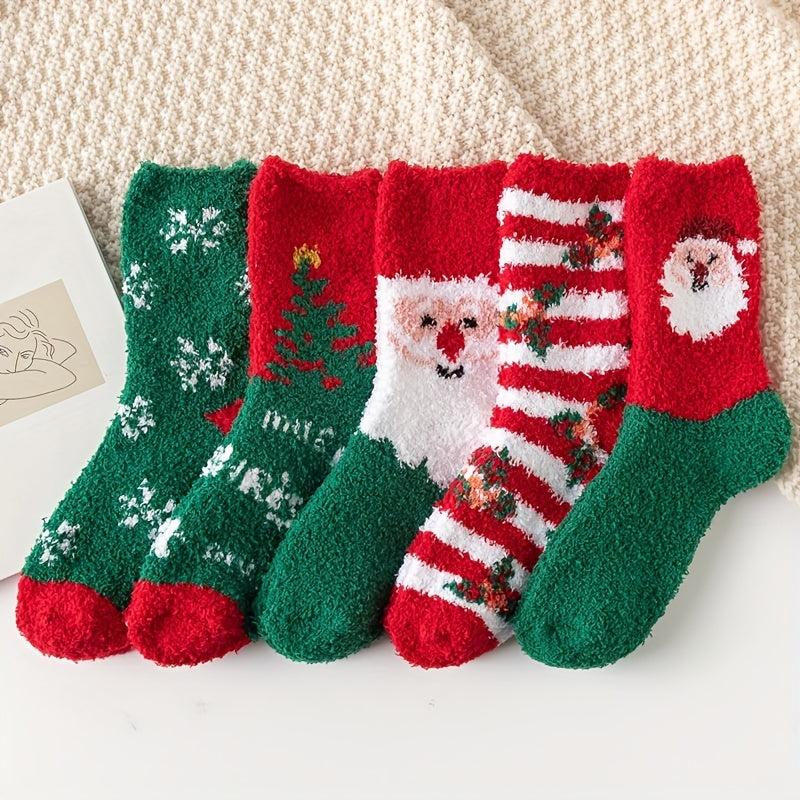 Cartoon Print & Christmas Fuzzy Floor Socks for Women