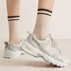 5 Pairs Striped Trim Socks Breathable Sports Stockings