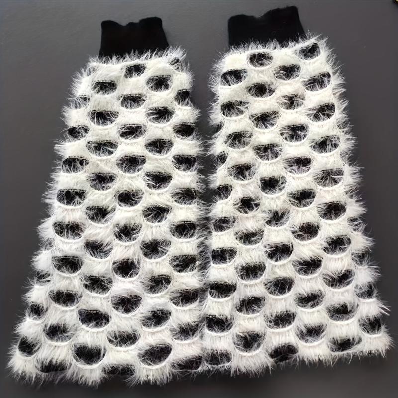 Fuzzy Leg Warmers Double Layer Knee High Socks Women's Stockings