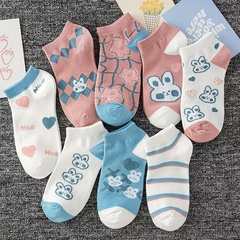 Cartoon Bunny Print Ankle Socks Women's Stockings
