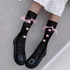 Floral Lace Calf Socks Sweet & Floral Knee High Stockings