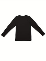 Smile Print Lounge Top Long Sleeve Crew Neck Women's Loungewear