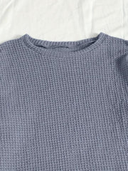 Solid Lounge Set Crew Neck Long Sleeve Top & Elastic Waistband Shorts