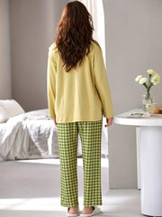 Graphic Print Pajama Set Long Sleeve Top & Pants