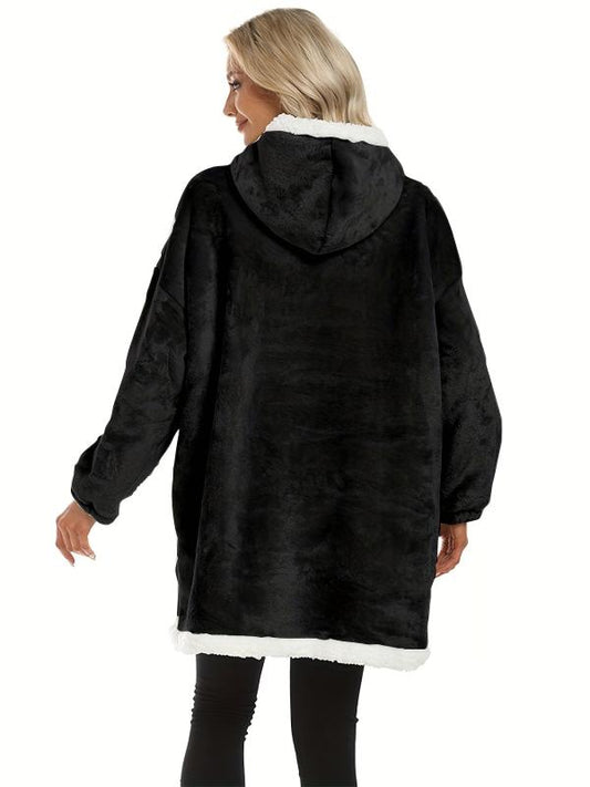 Plush Hooded Lounge Robe Warm & Comfy Long Sleeve Lounge Robe